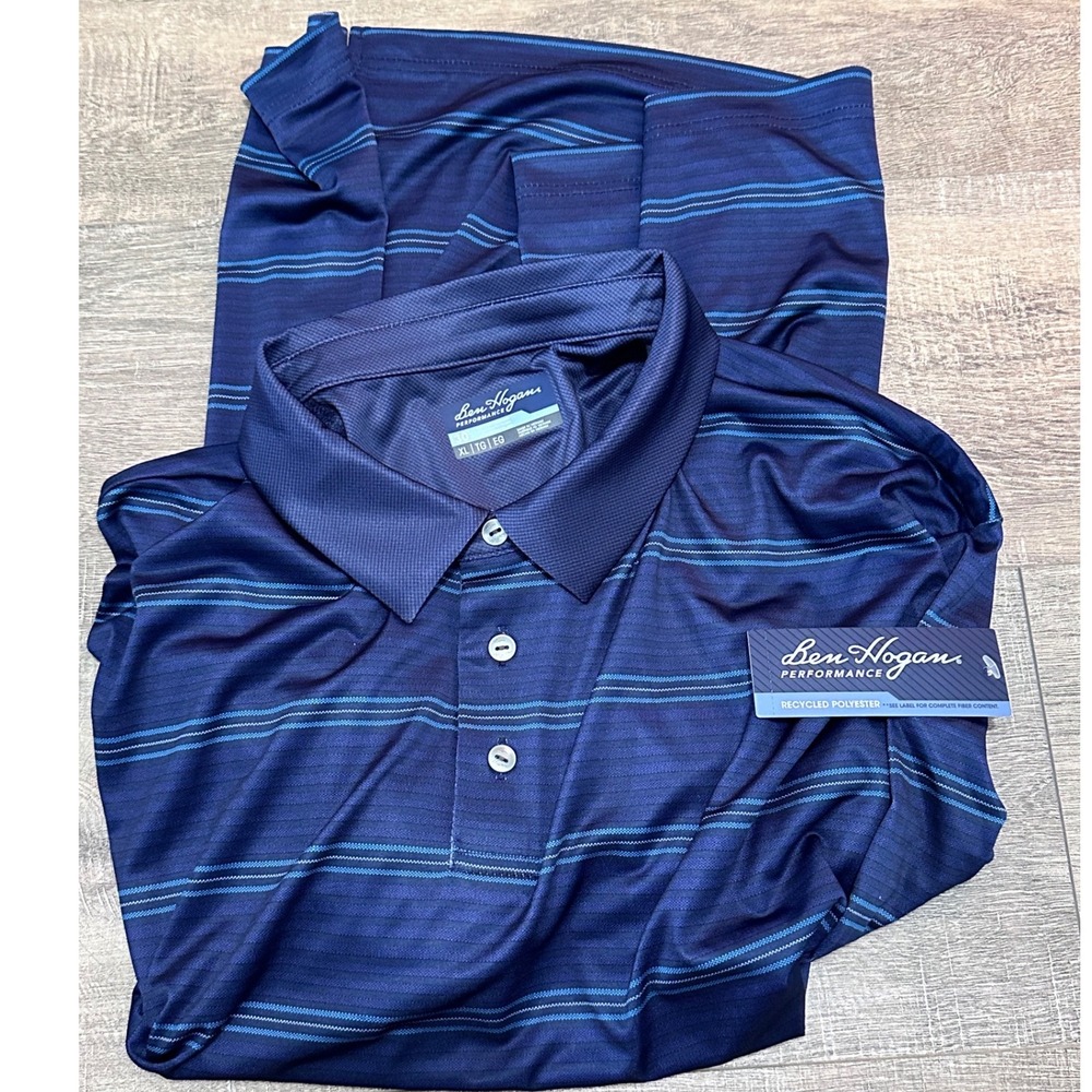 Ben Hogan Performance Mens XL Golf Polo Shirt Navy Peacoat Moisture Wicking NWT